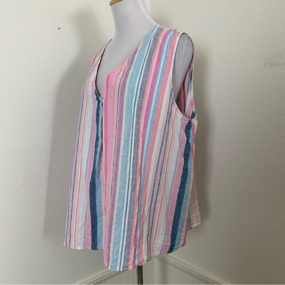Time And Tru Linen Blend Stripe Tank Top Women’s XL 16/18 Sleeveless Colorful - Picture 5 of 14
